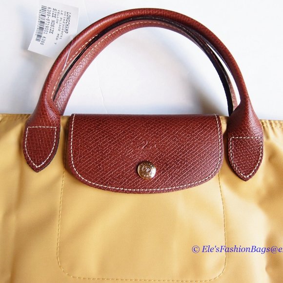 ❤️ NWT LONGCHAMP Le Pliage Type M Medium Short Handle Tote CURRY Yellow AUTHENTC - Picture 10 of 16